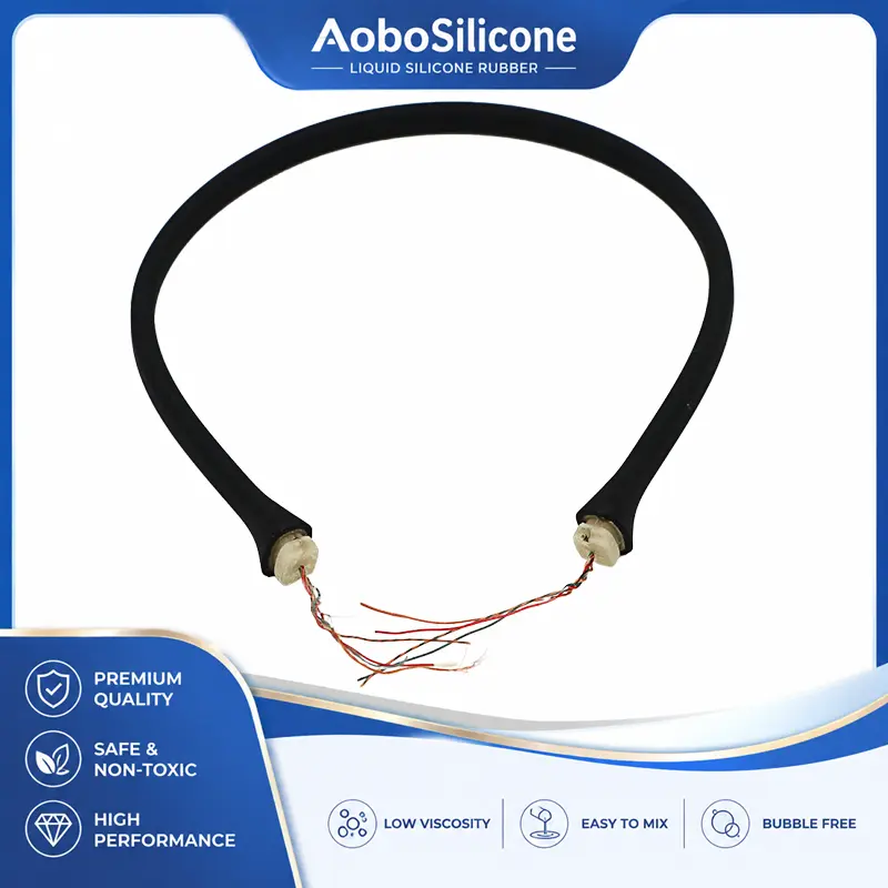 Cavo sovrastampato in silicone indossato sul collo